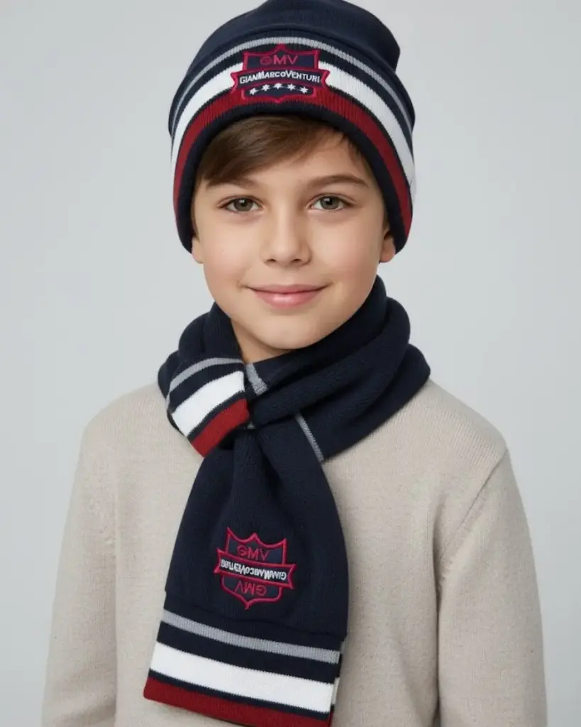 طاقية مع لفحة صوف كحلي 71343