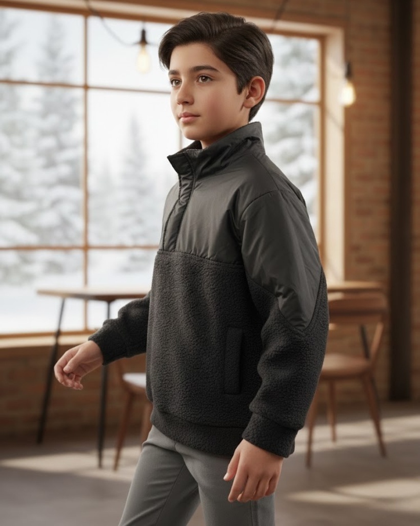 بلوزة جاكيت فرو مبطن مع ستان