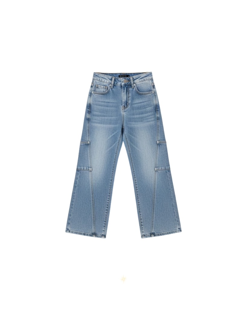 بنطلون جينز بناتي واسع