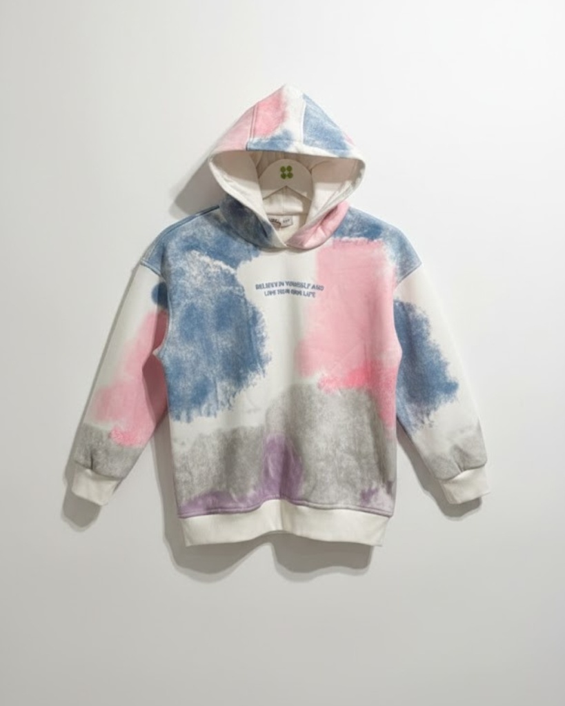 هودي بناتي ازرق مع زهر