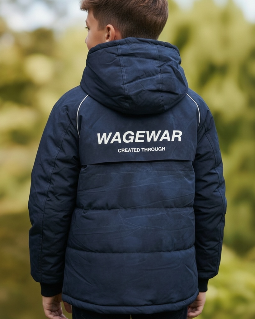 كحلي جاكيت اولاد مبطن فرو لونين MNM BLACK COMBINED