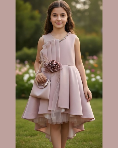 فستان ستان كسرات 4602 