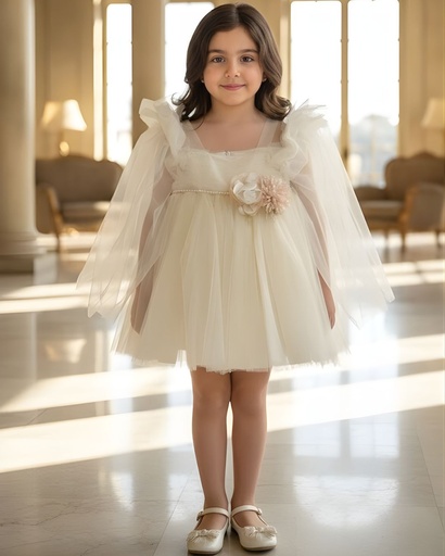 فستان بيبي اكمام تل 2847