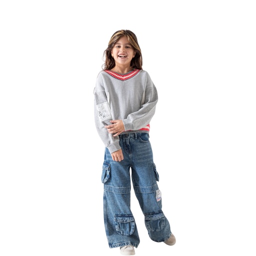 بلوزة فوتر قبة وكمر صوف